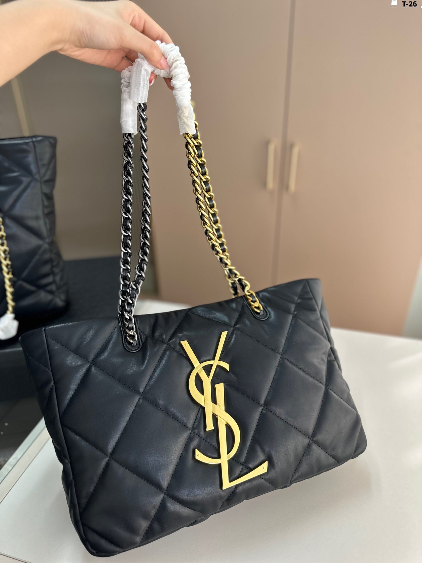 Y fashion rhombus chain tote bag 0724061208