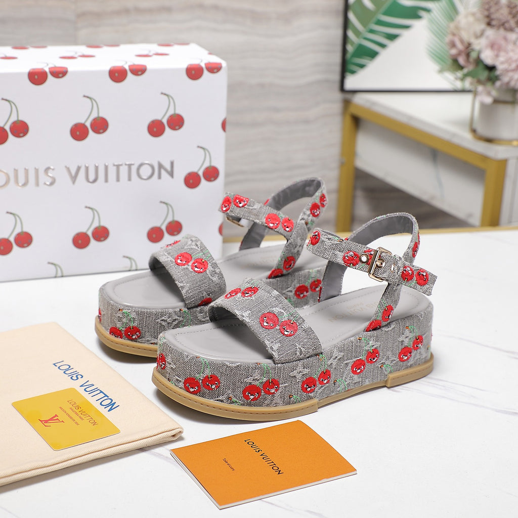 L fashion new cherry thick-soled sandals 0725072106