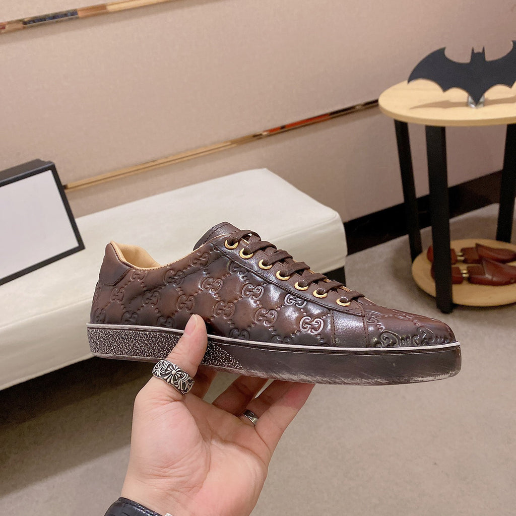 Men's Brown Print Casual Sneakers