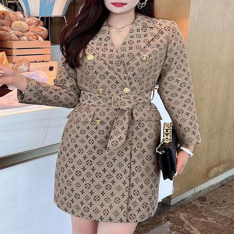 New long-sleeved design waisted suit fashion dress 1024021901