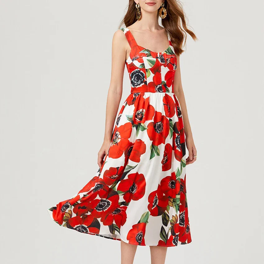 Luxurious fashion printed backless long dress 1024052708