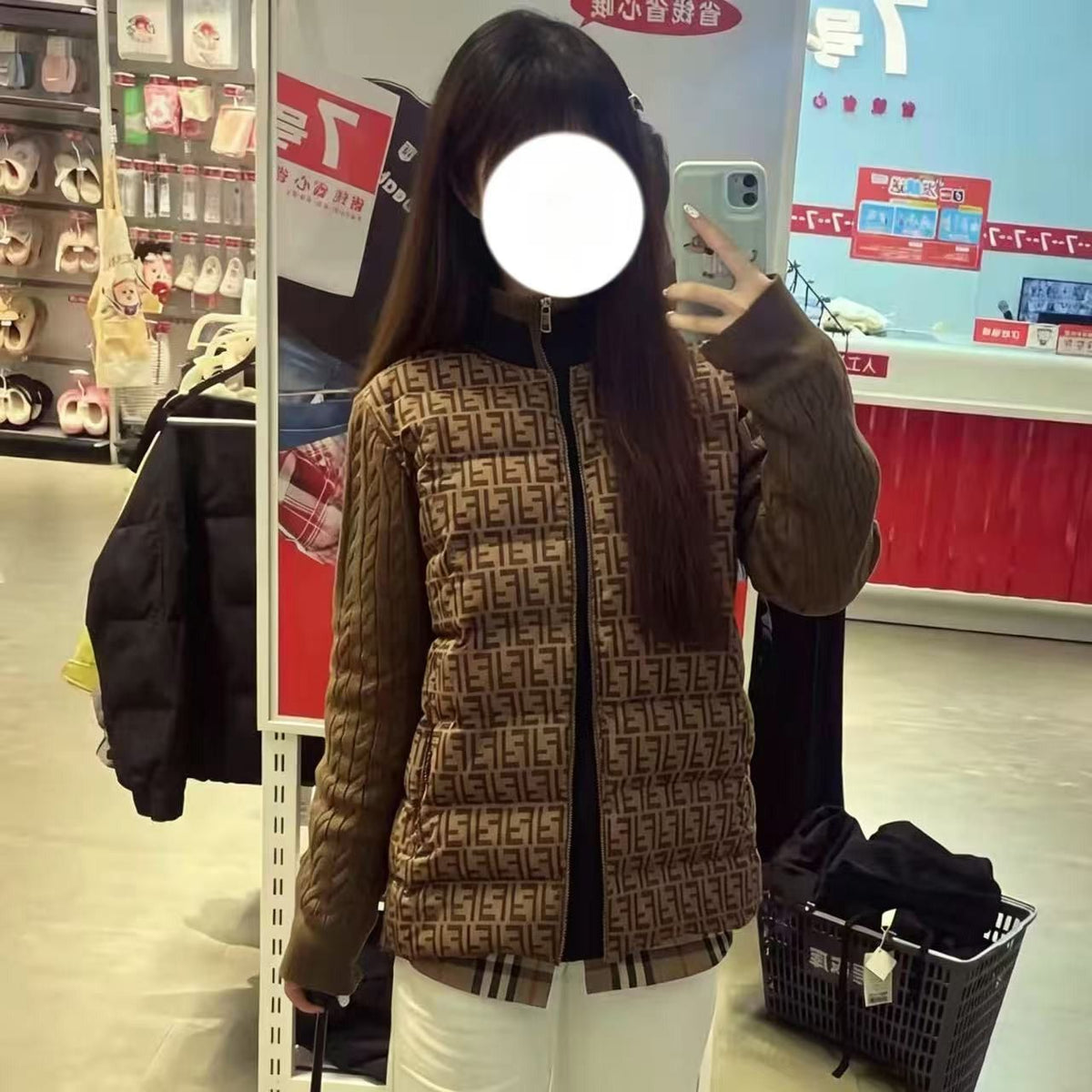 New Women's Full Print Patch Sleeve Puffer Jacket PD1326102614