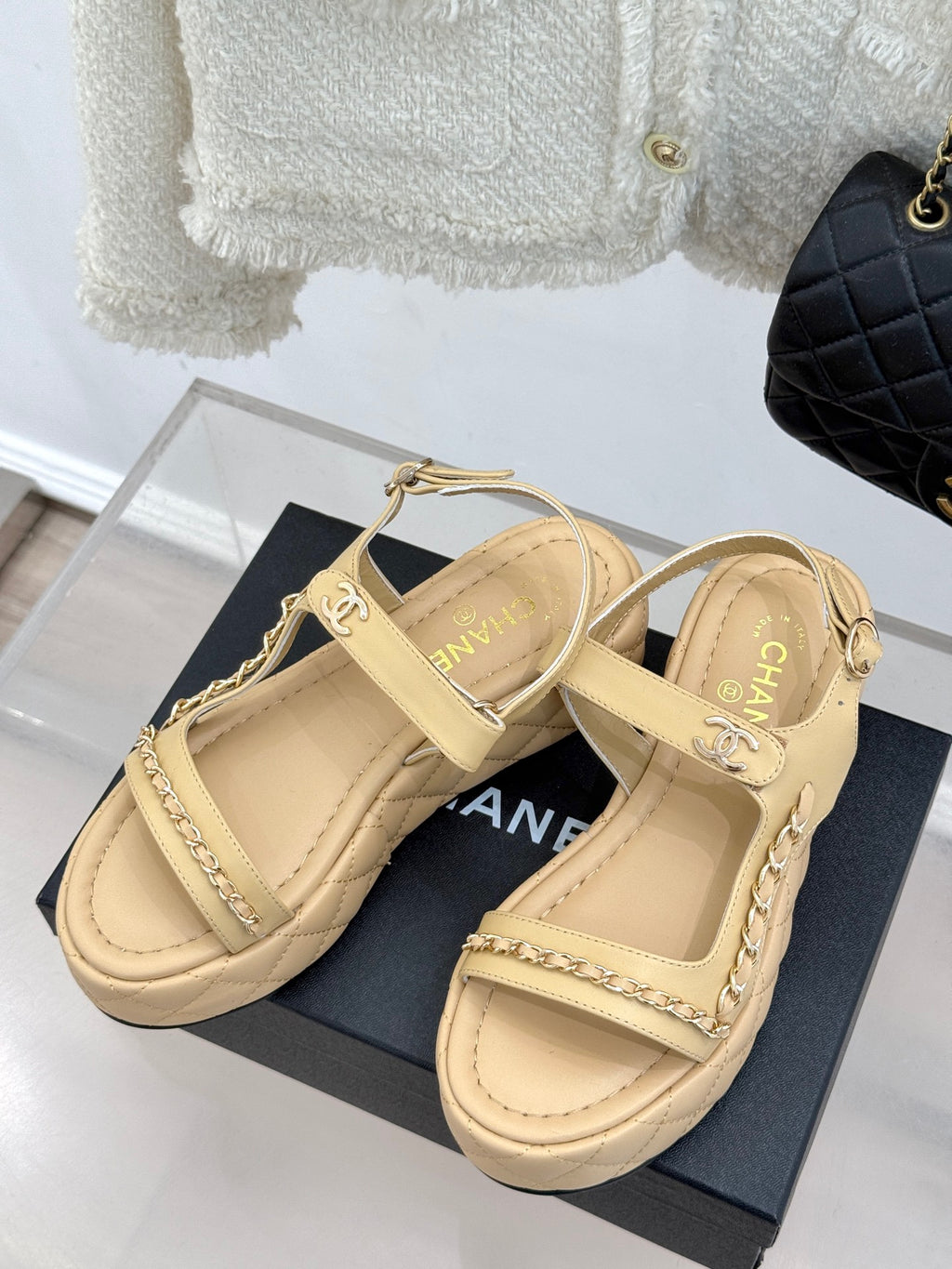 Diamond chain thick-soled platform sandals 0725031110
