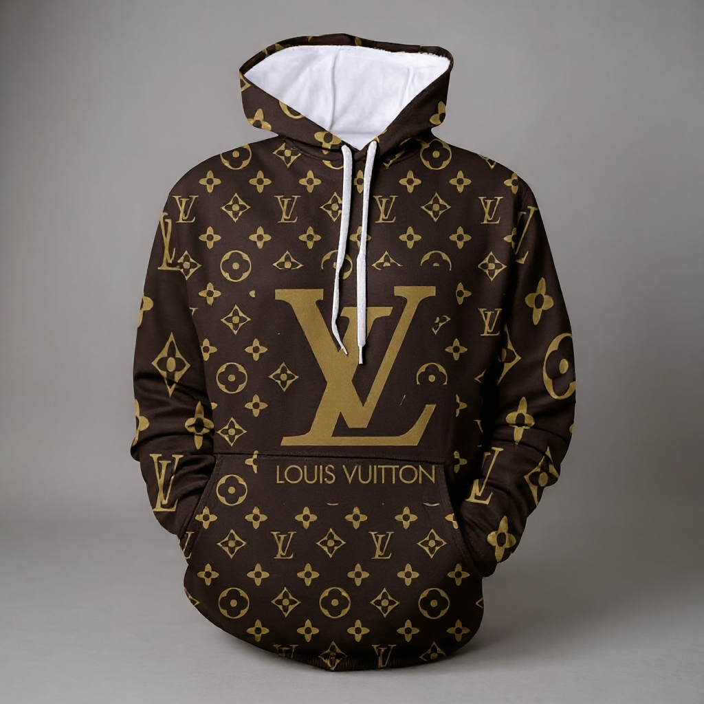 V Logo brown Loose printed hooded