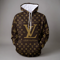 V Logo brown Loose printed hooded
