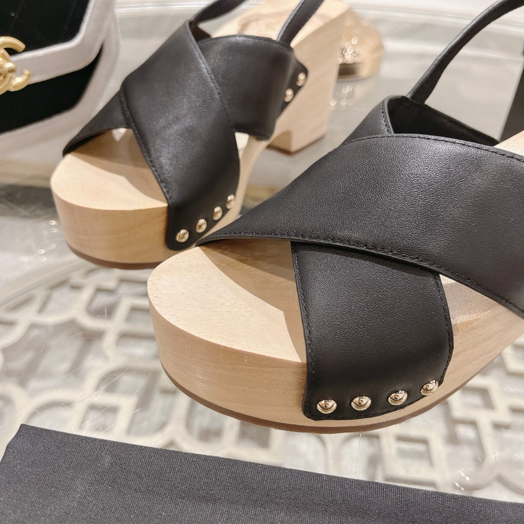 24ss wood grain platform sandals 0724071707