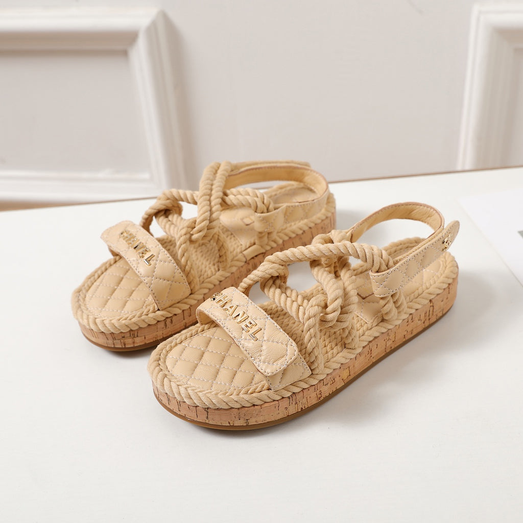 rope rhombus platform sandals 0724060603