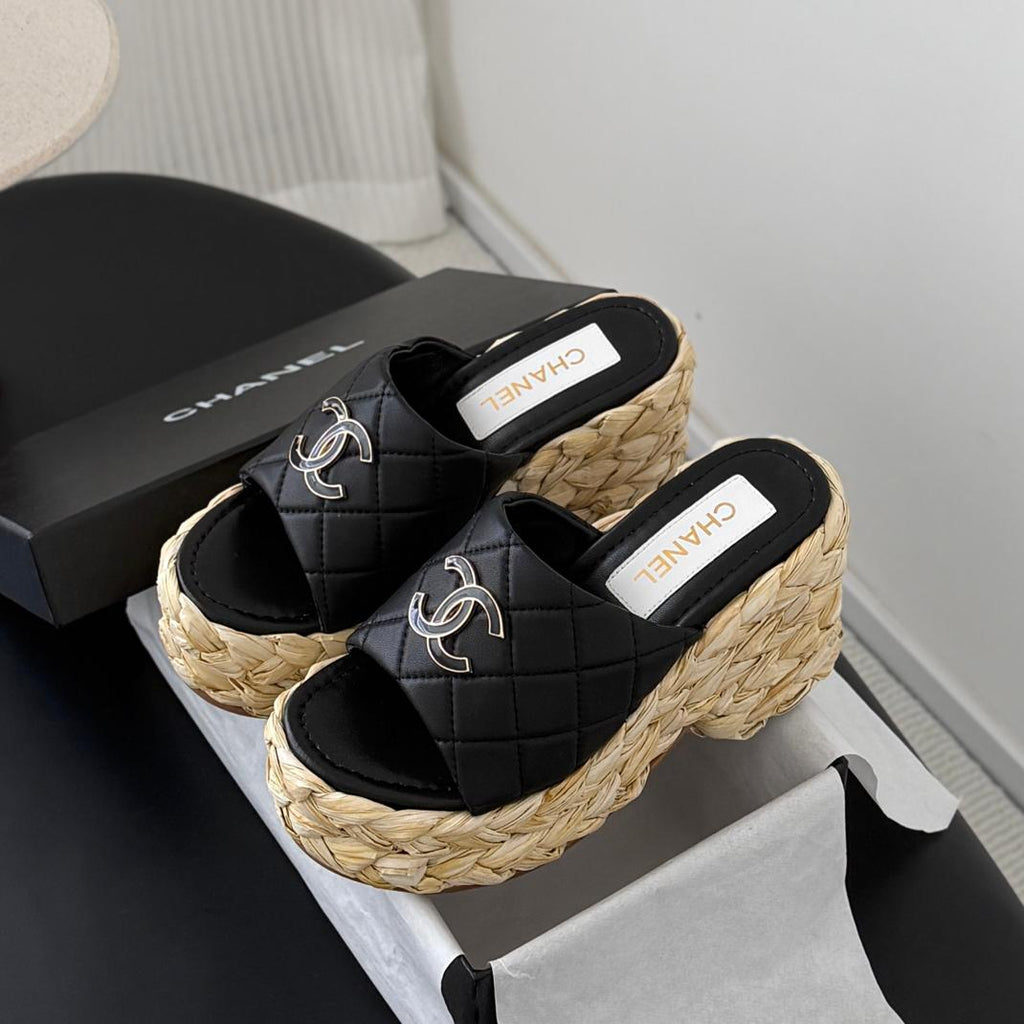 Stylish women's platform woven slippers 0726051901