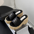Stylish women's platform woven slippers 0726051901