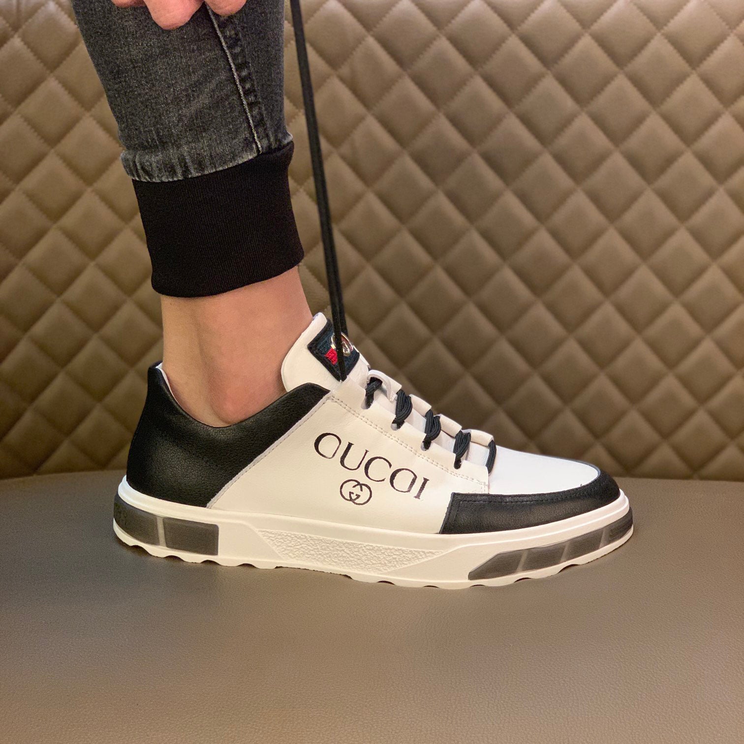 men's leather rubber sole casual shoes