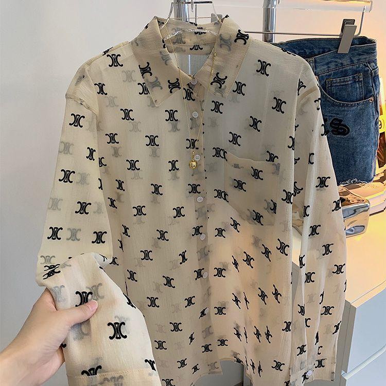 Fashion Versatile Full Print Long Sleeve Shirt Thin Top 1024060504