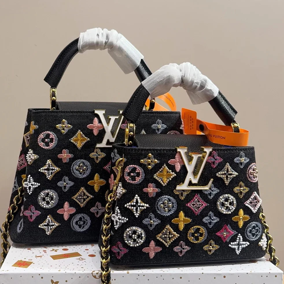 Denim Embroidered Tote Bag 1025092306