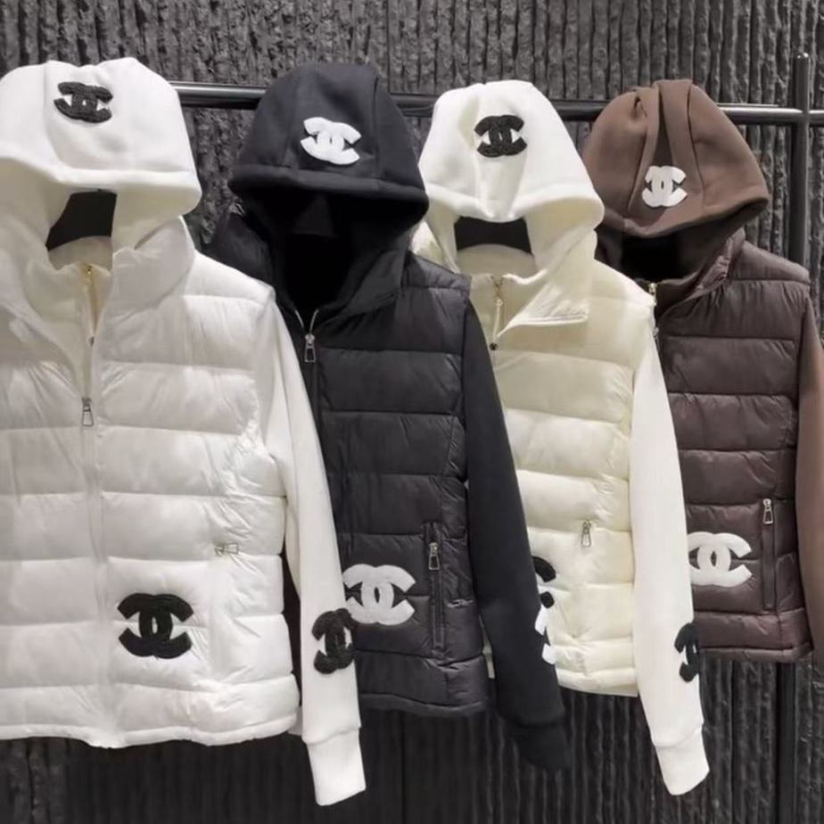 New Versatile CC Patch Sleeve Hooded Puffer Jacket PD1326102615