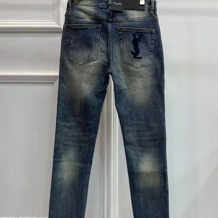 New Fashion Men's Vintage Embroidered Logo Straight Leg Jeans PD1326102202