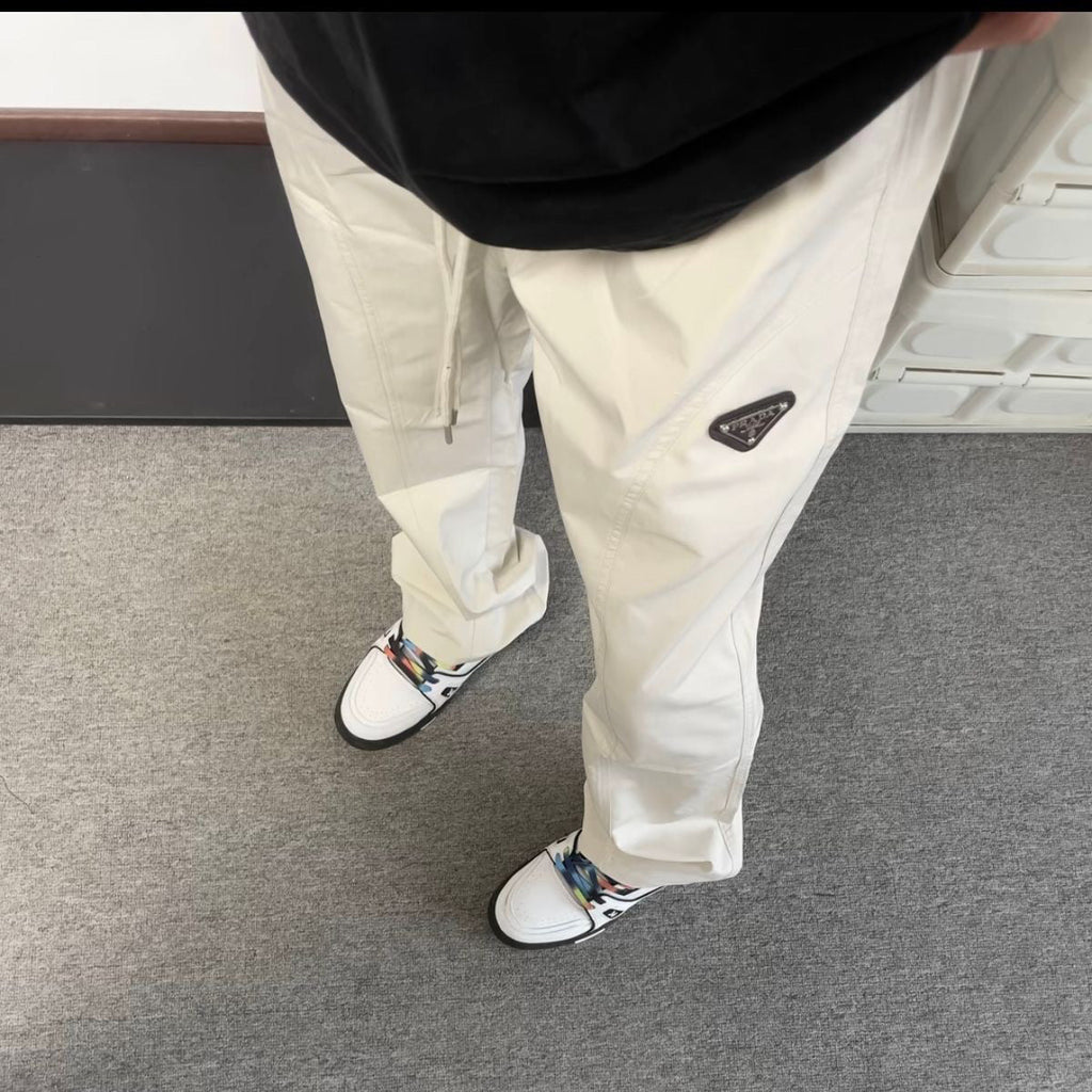 New Fashion Men's Fleece Lined Triangle Logo Flared Casual Pants PD1326102118