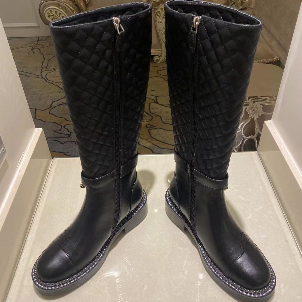 rhombus metal chain boots 1824092702