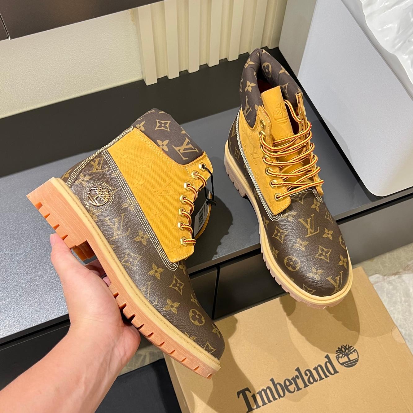 New Black and Brown V Logo Men's bootsPD052024090603