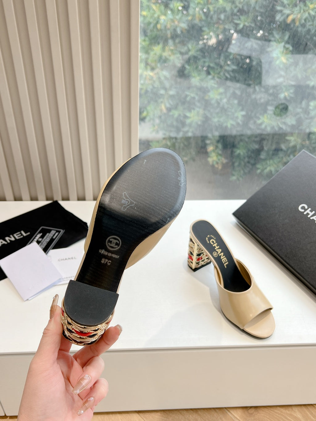 Chane1 top fashion classic high heel slippers 0724030821