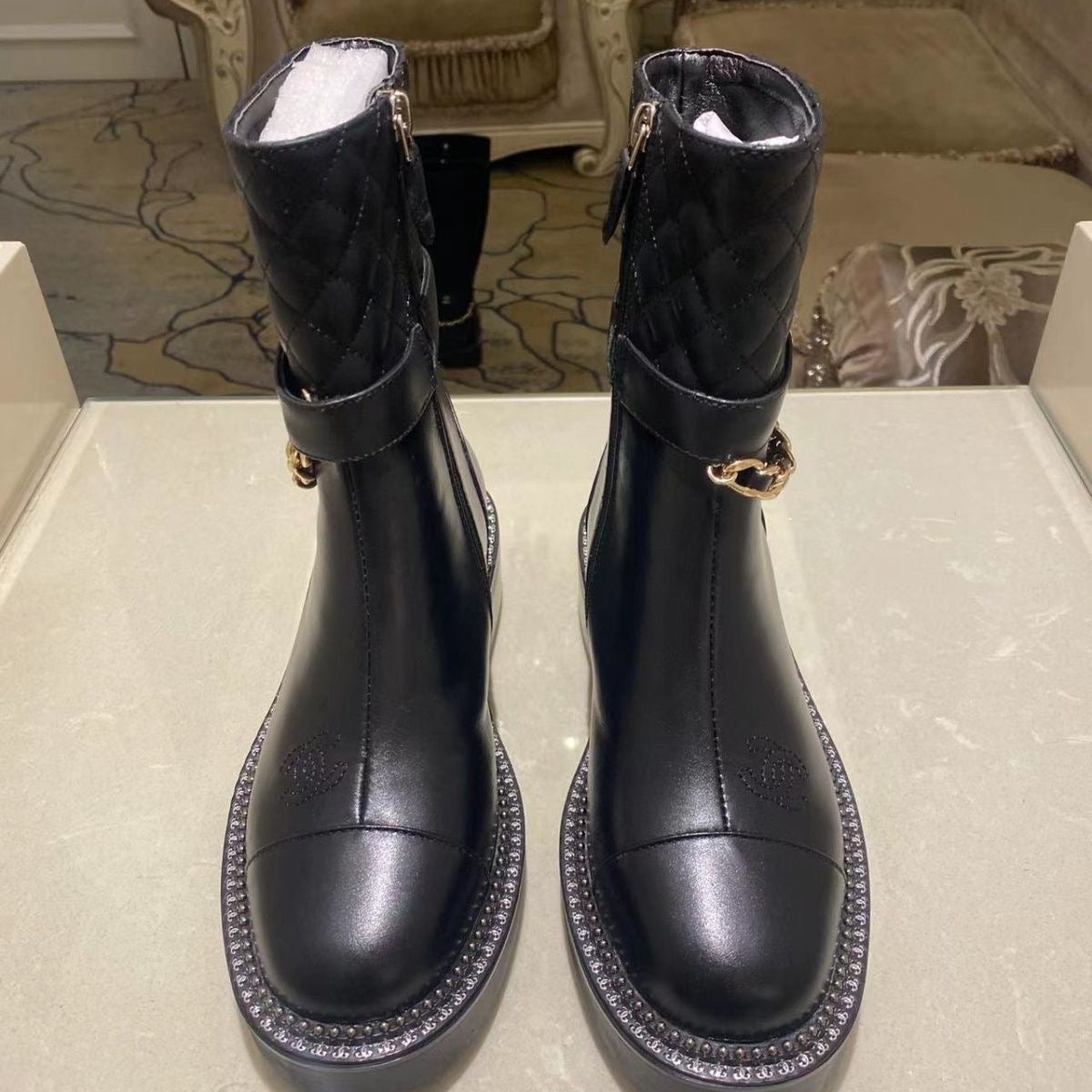 rhombus metal chain boots 1824092702