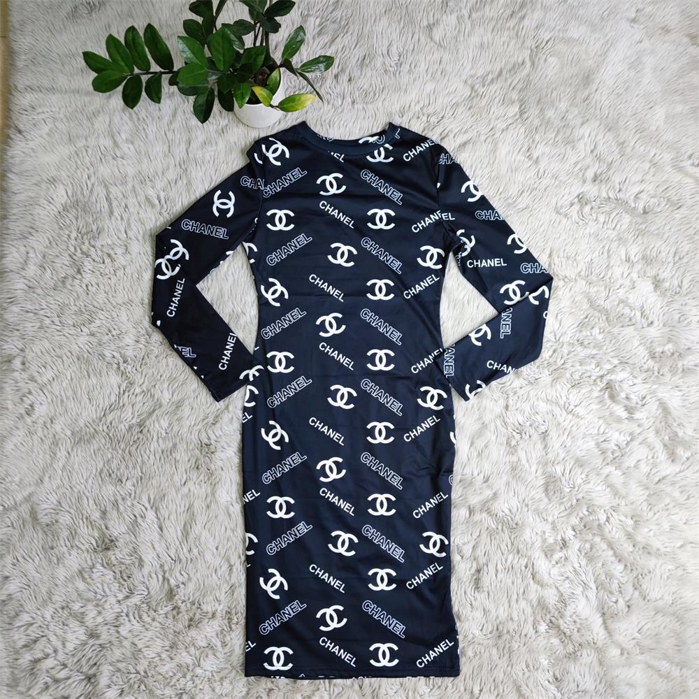 Sexy printed slim fit hip-huing dress XC0823110101
