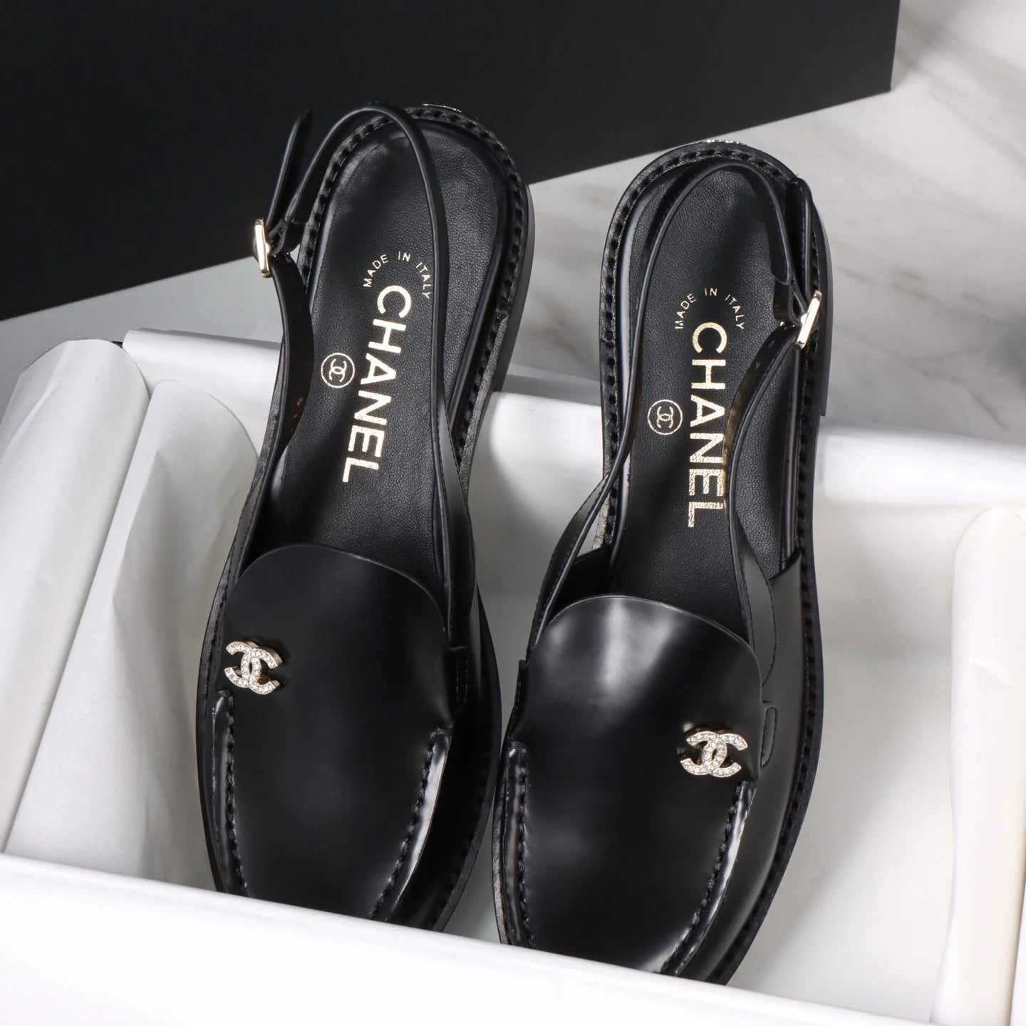 Women's Black Slingback Loafers