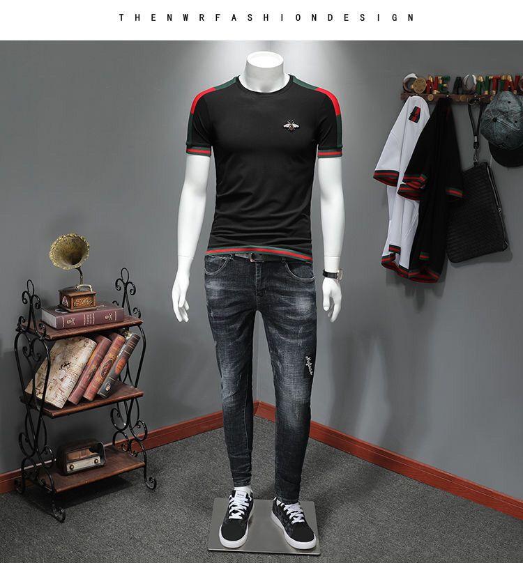 Fashion Small Bee Embroidery Short Sleeve T-shirt 1024060609