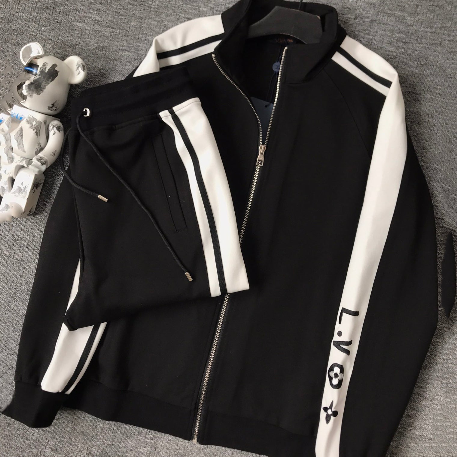 New men's black and white stitching pattern all-match fashion casual suit