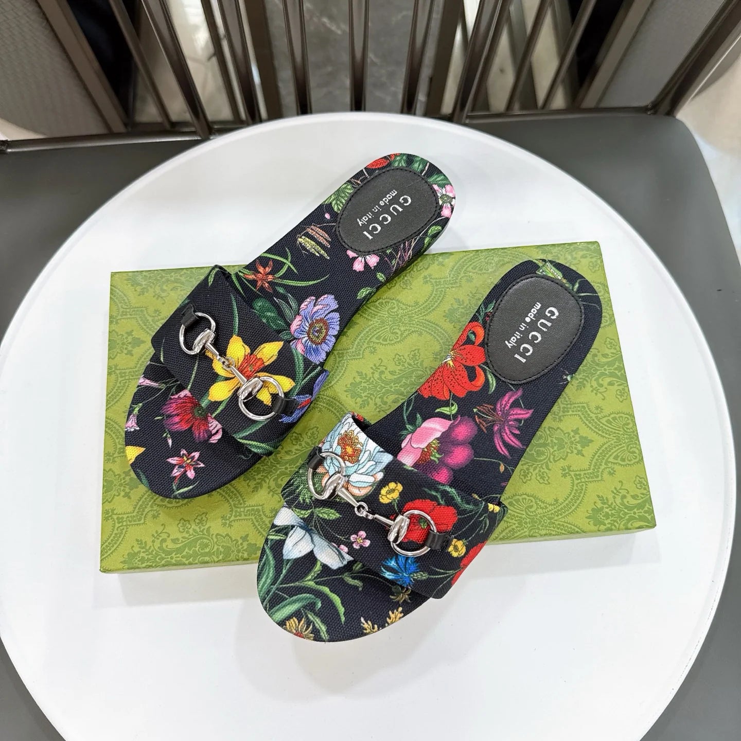 New Floral Horsebit Buckle Women's Slippers 1025070413
