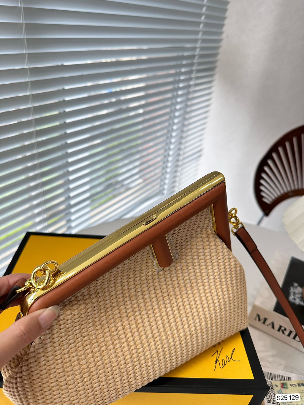 fashion F shape straw shoulder bag 0724041128