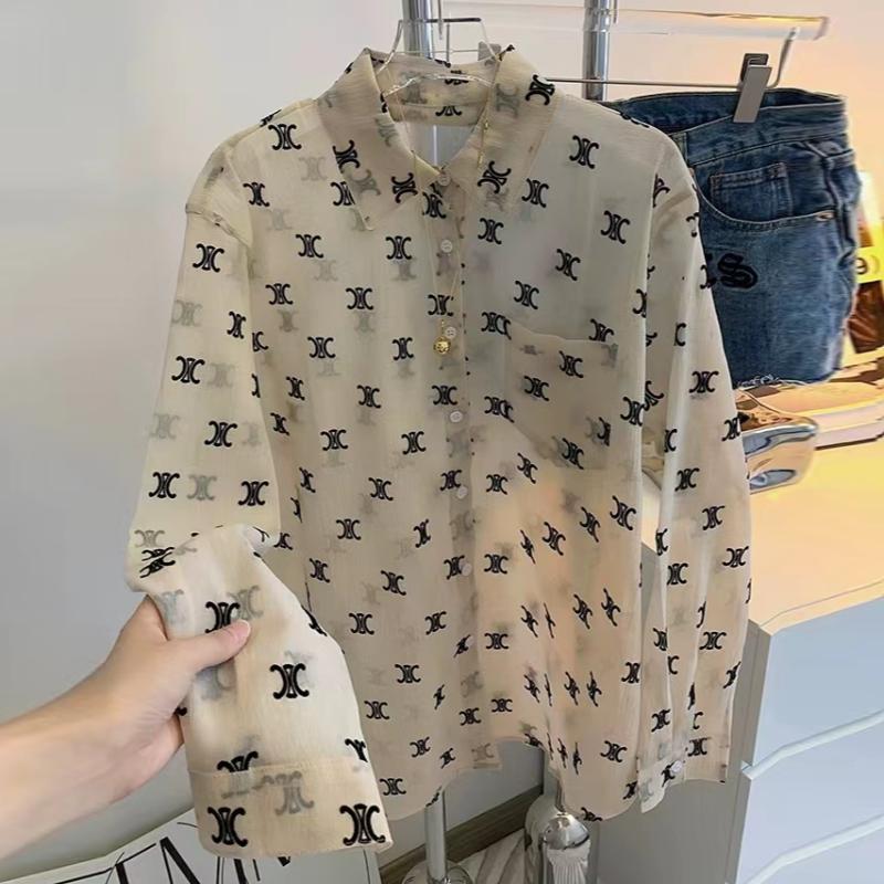 Fashion Versatile Full Print Long Sleeve Shirt Thin Top 1024060504