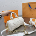 Women's White Brand Print Bucket Bag