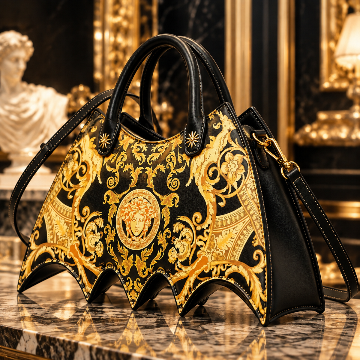 New Stylish Leather VS Bat Handbag 3D1326101205
