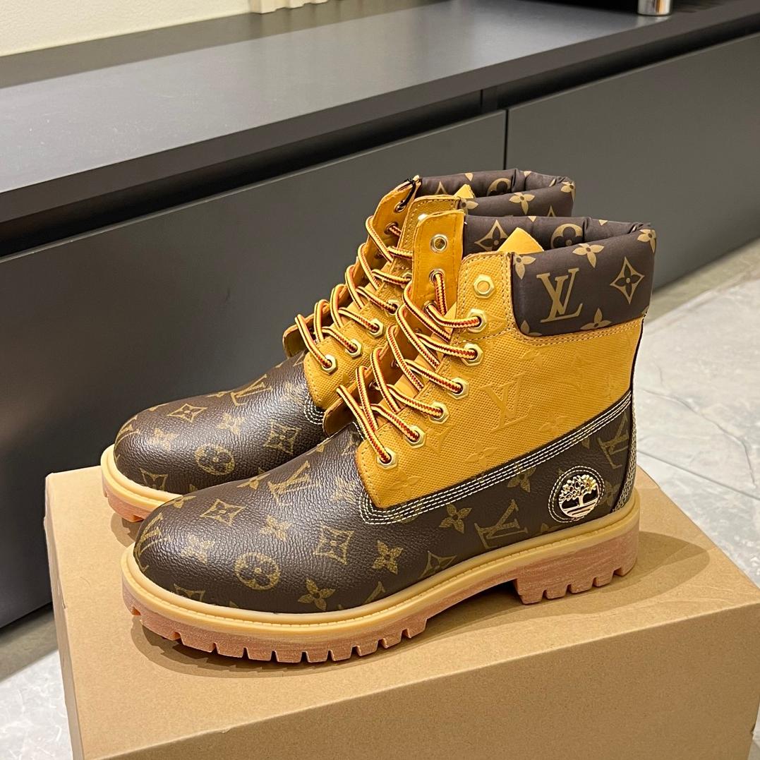 New Black and Brown V Logo Men's bootsPD052024090603