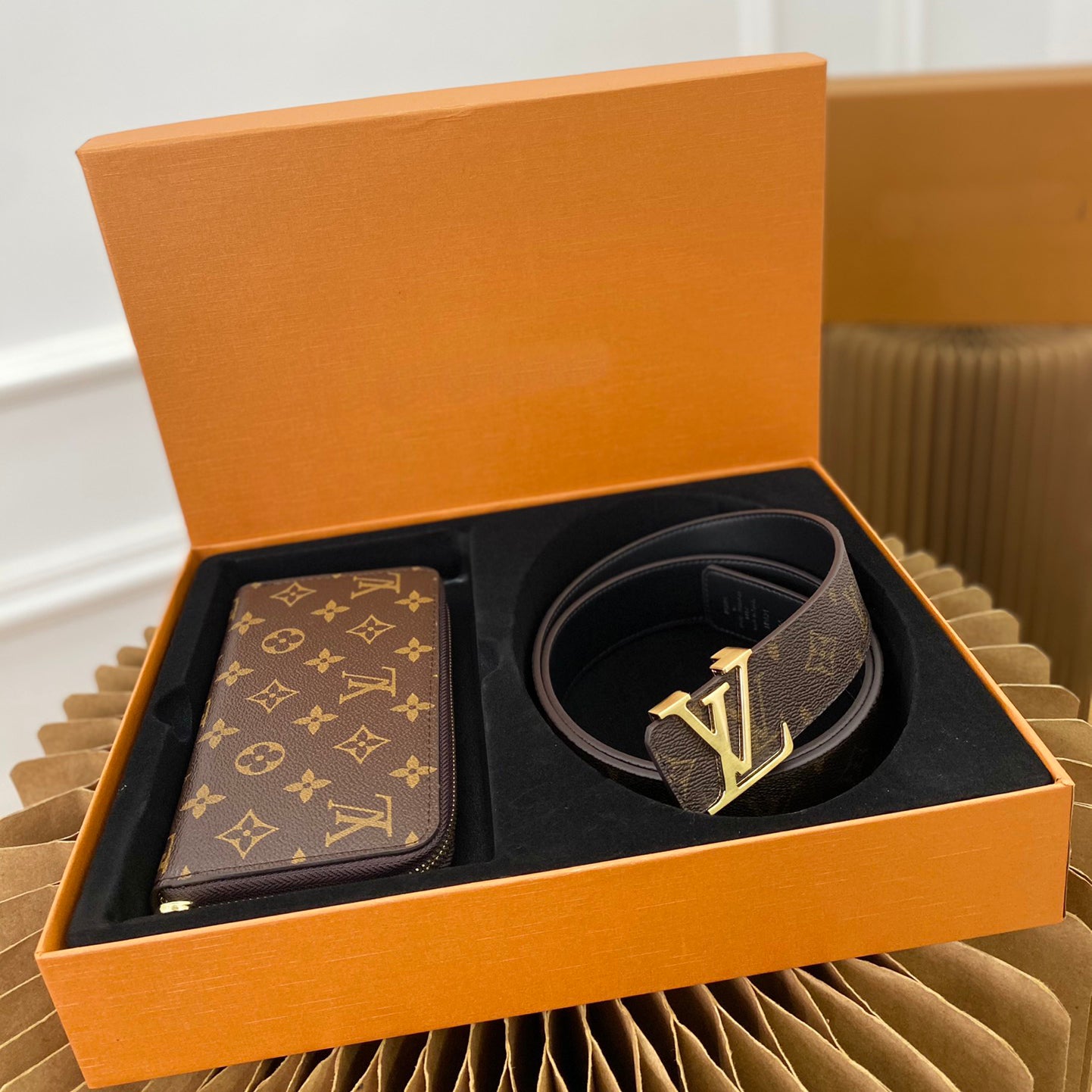 V high-end two-in-one gift box single pull wallet belt belt