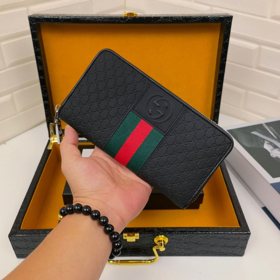 Men's New Wallet Men's Leather Long Wallet Zipper Bag S09