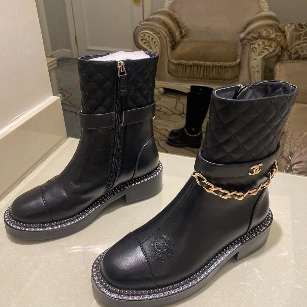 rhombus metal chain boots 1824092702
