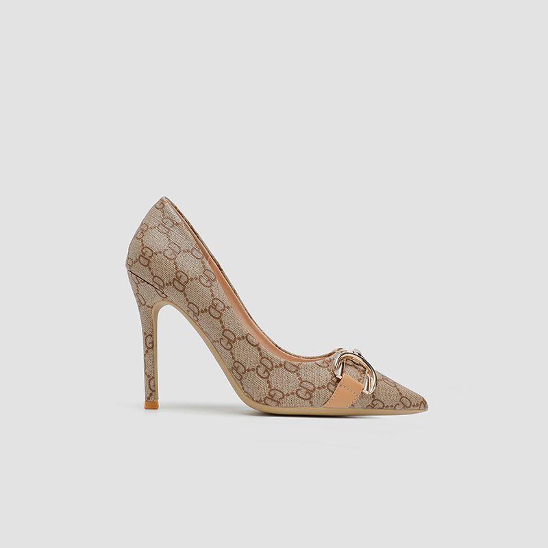 Stiletto Pointed Toe Leather High Heels 0823120601