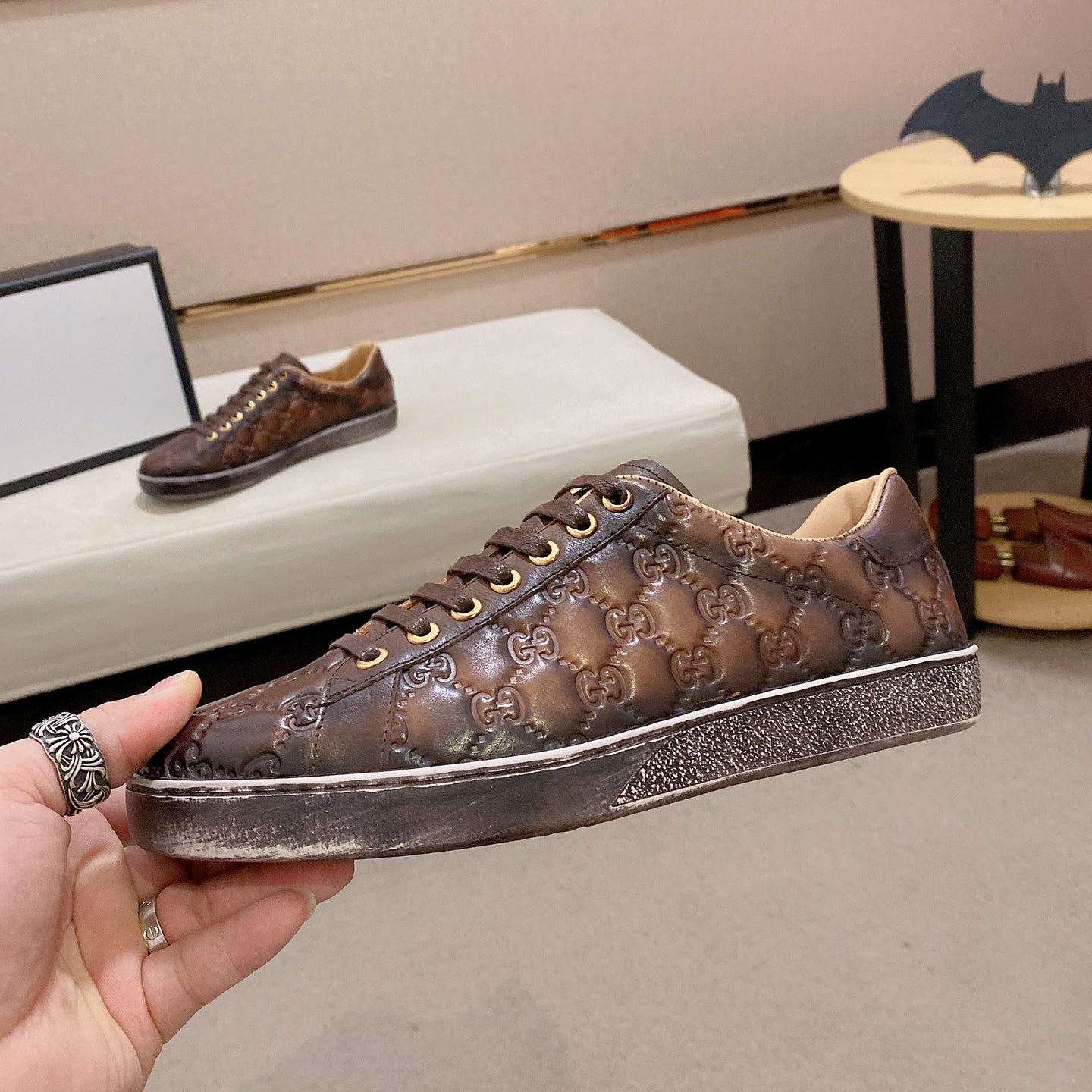 Men's Brown Print Casual Sneakers