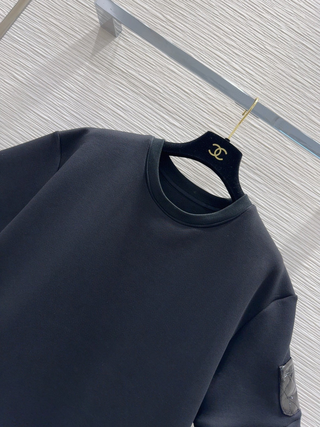 round neck stitching diamond patent leather short sleeves 0724121106
