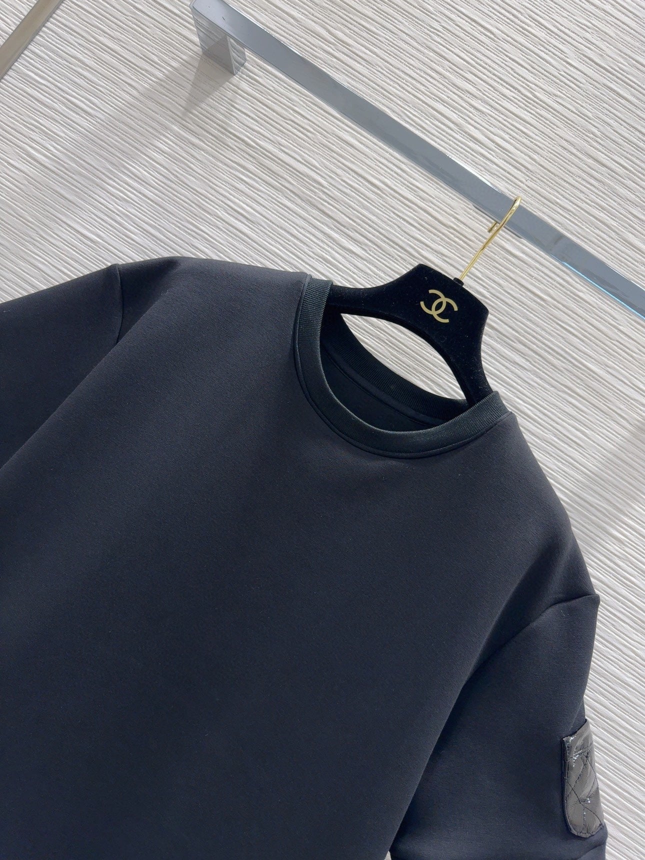 round neck stitching diamond patent leather short sleeves 0724121106