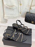 Double C chain thick heel sandals 0725042807
