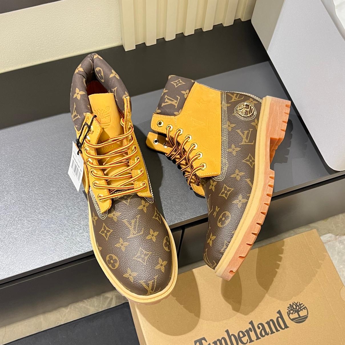 New Black and Brown V Logo Men's bootsPD052024090603