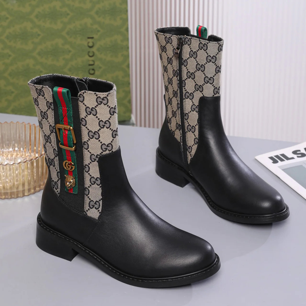 G New Classic Tiger Head Ankle Boots 1025101326
