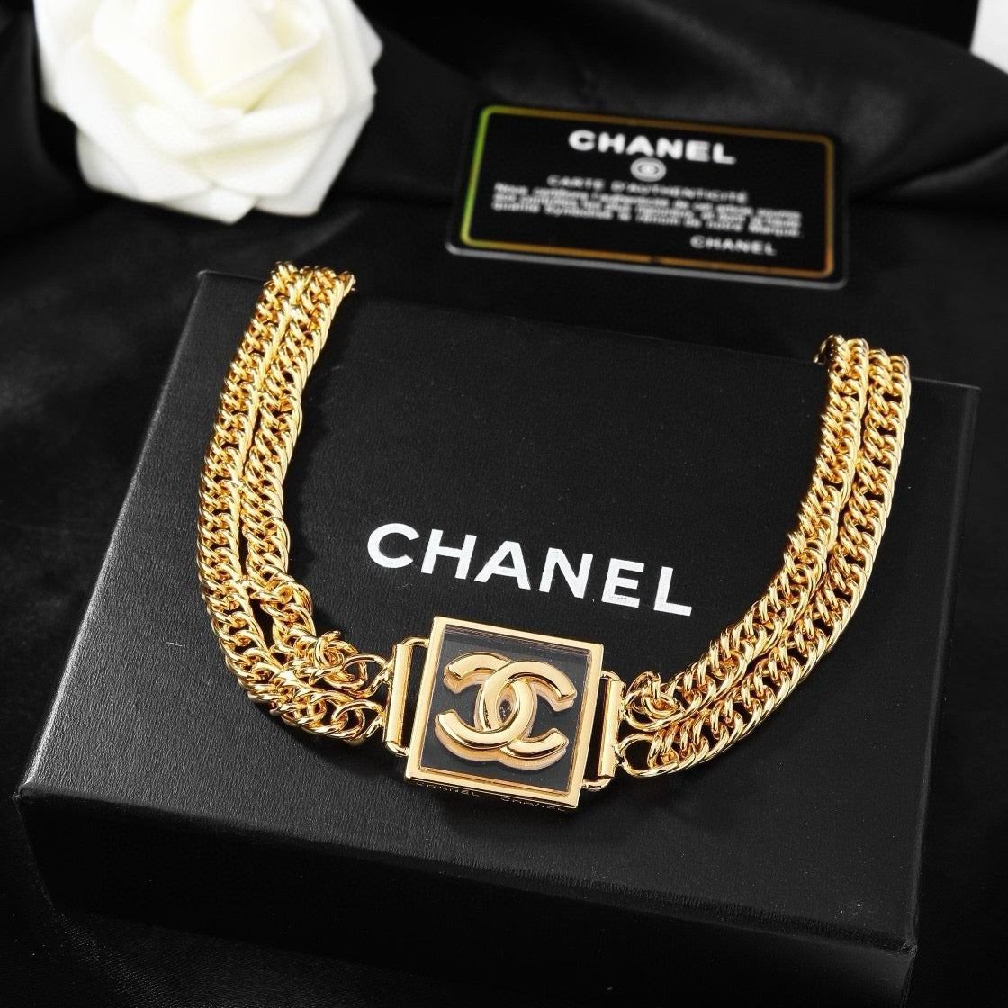 New Fashion Women's CC Square Multi-layer Gold Choker ZS1326101013
