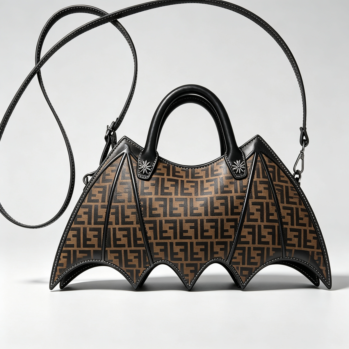 New Stylish Leather FF Bat Handbag 3D1326091735
