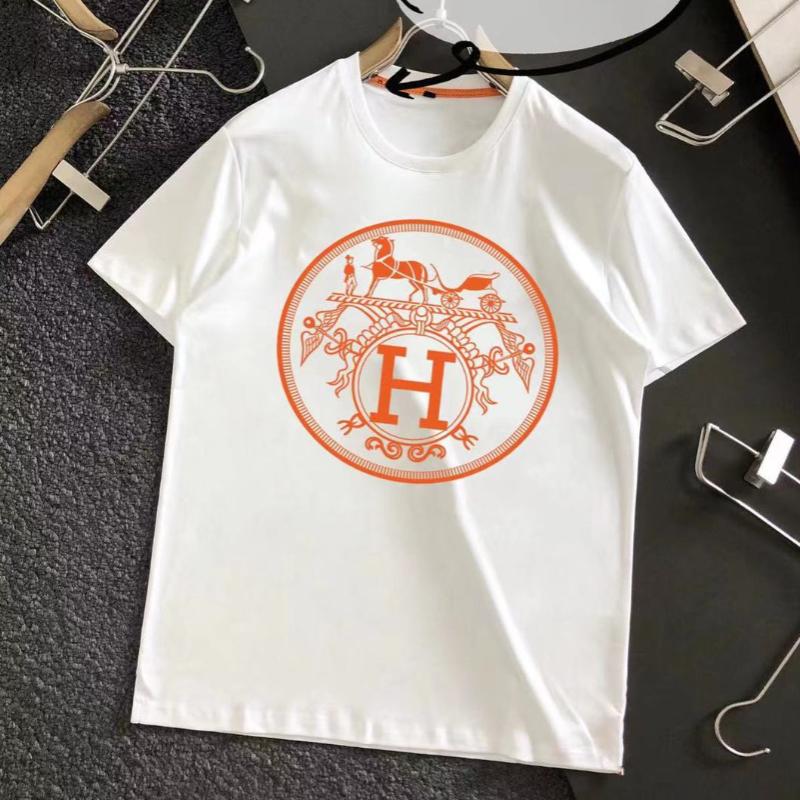 Printed H Flower Color War Horse Cotton Short-sleeved Men's And Women's Couples T-shirt 1024030108