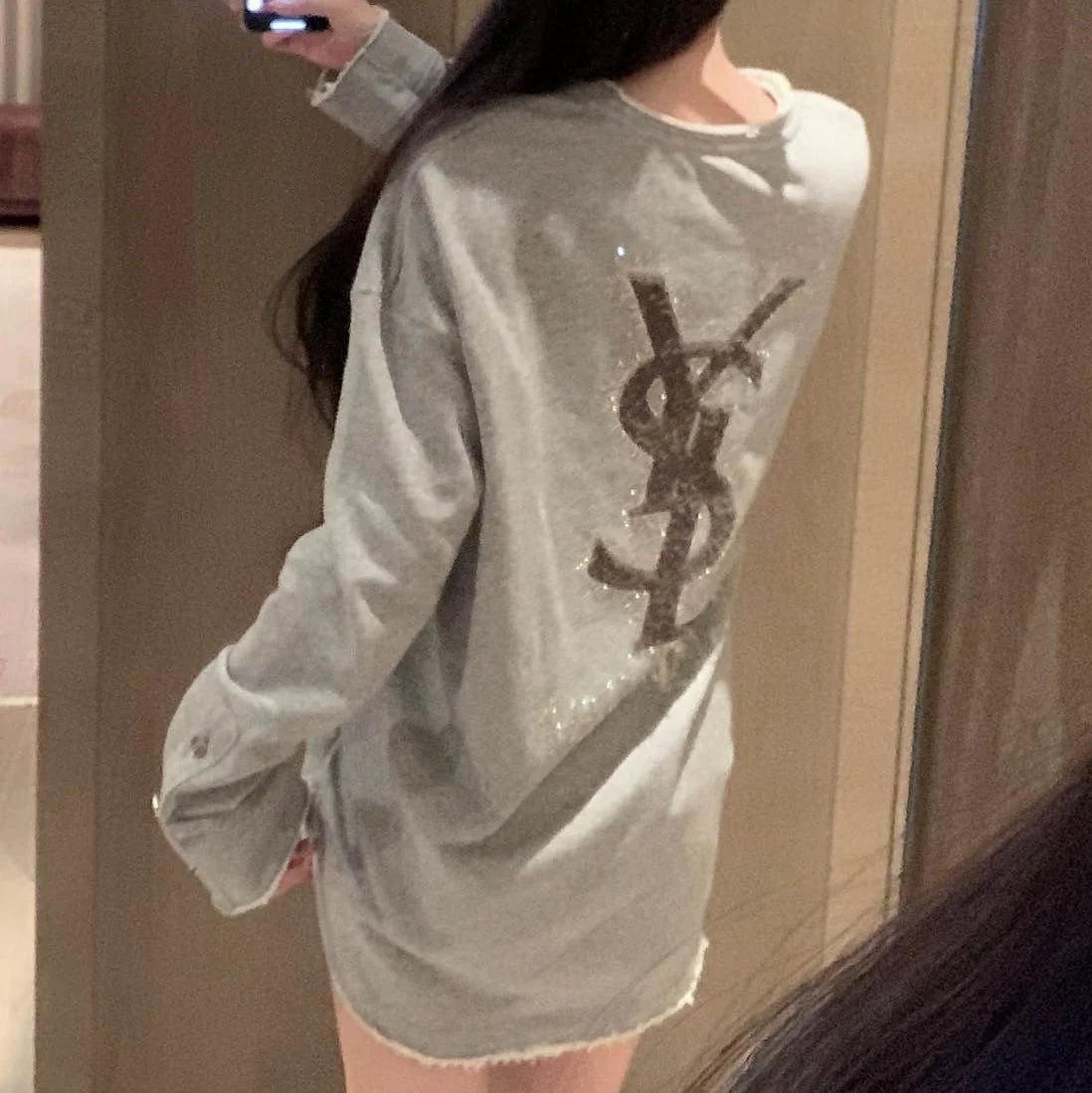 Curved Hem Crewneck Sweatshirt 1025102703