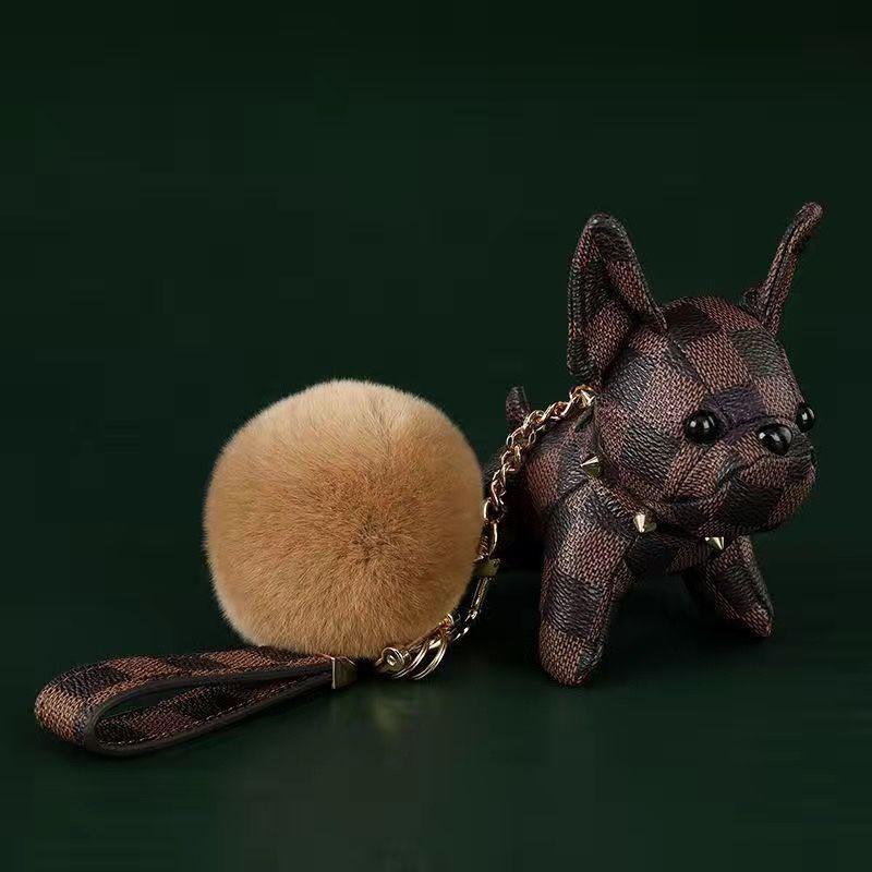 Cute Leather Dog Pendant Keychain 0823121104