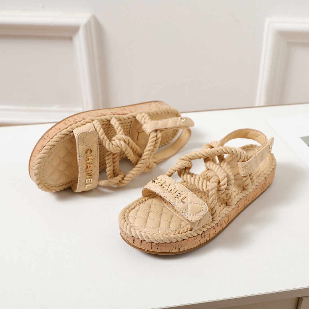 rope rhombus platform sandals 0724060603
