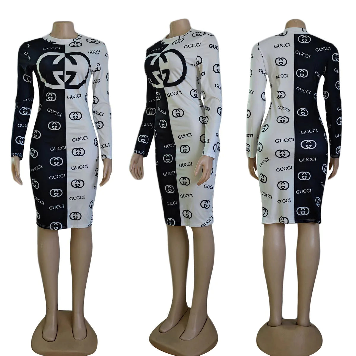 Sexy printed slim fit hip-huing dress XC0823110101